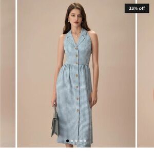 RIHOAS Blue Checkered Midi Dress- NWT-S
